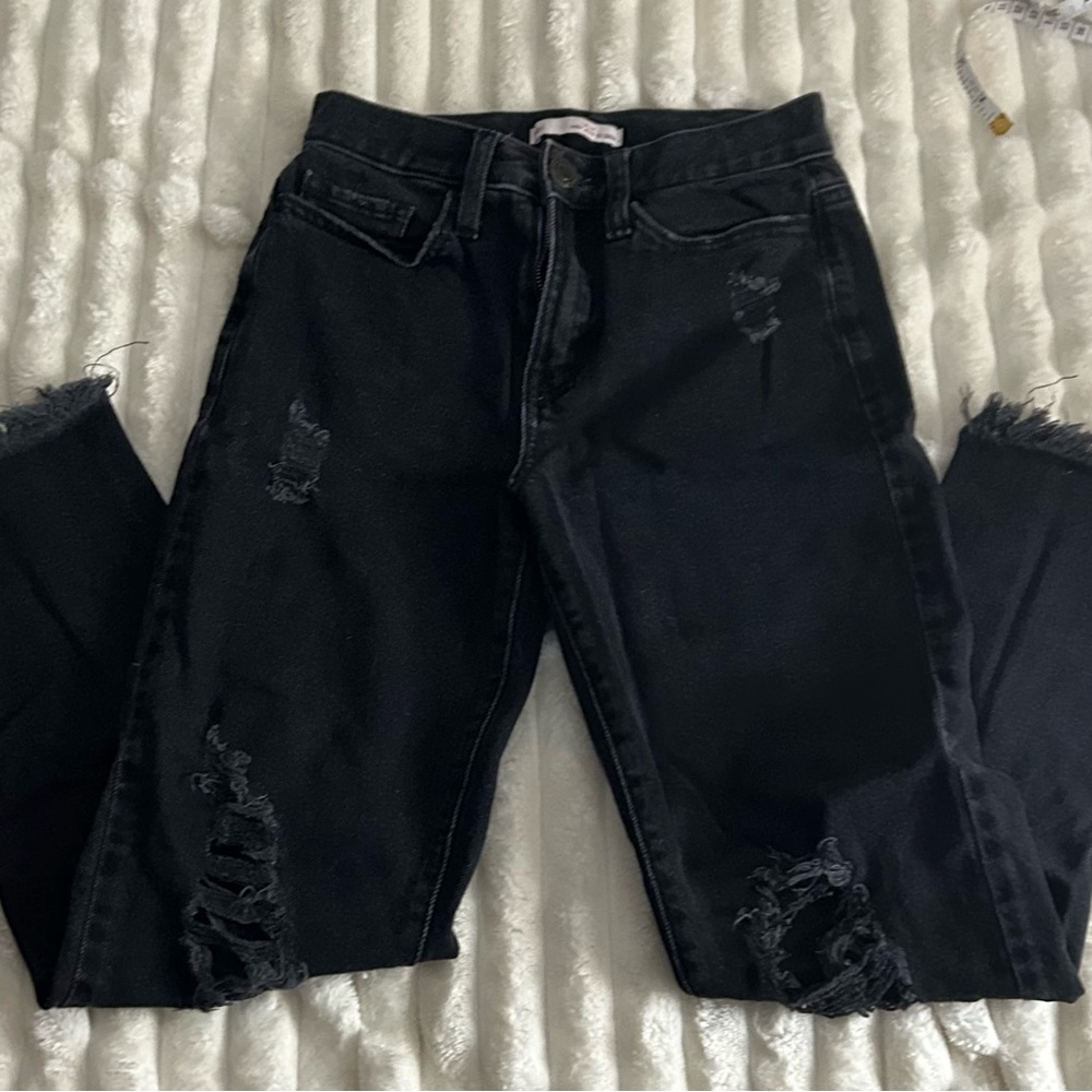 Distressed Black Women Jeans